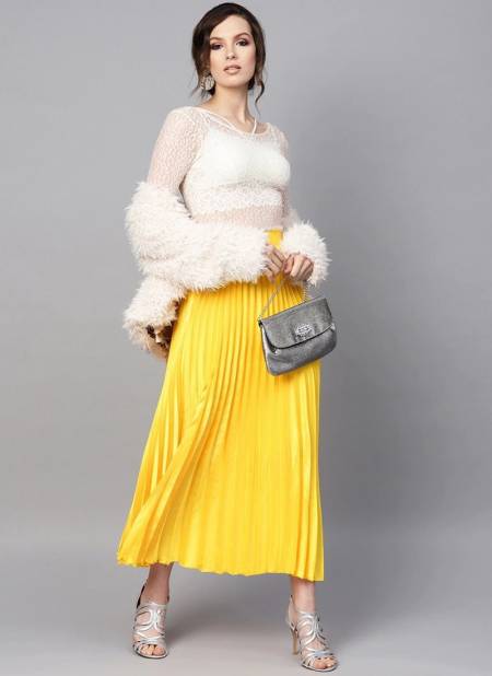 Yellow Colour Divya Nayka Solid Soft Satin Fancy Skirt Collection DF-NYKAA-2